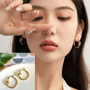 2/$30🌵 Gold Tied Knot Hoop Earrings Huggie Delicate Minimal Bohemian Jewelry NEW